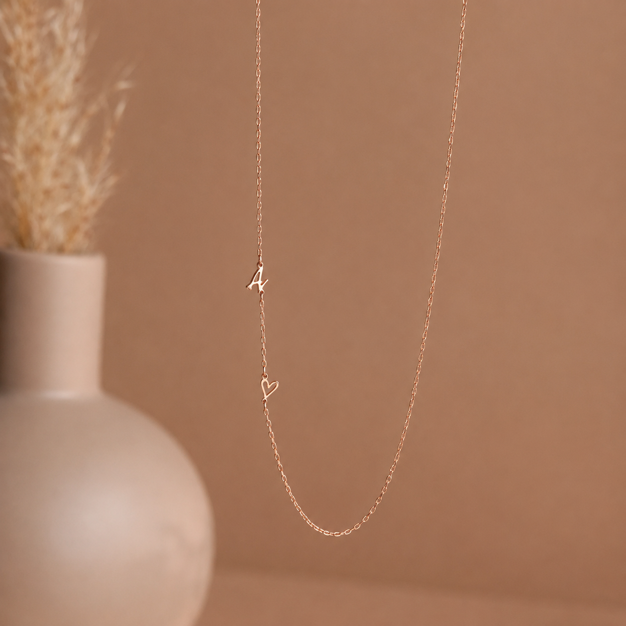 Sideways Initial Heart Necklace
