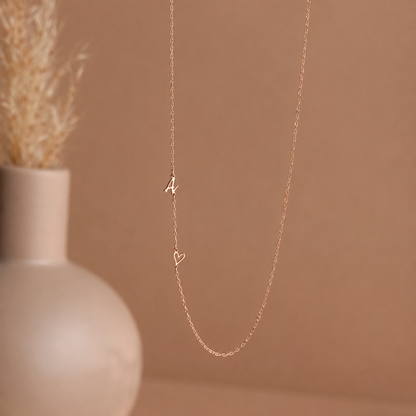 Sideways Initial Heart Necklace
