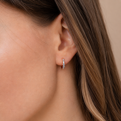 Ocean Breeze: Aquamarine Pave Huggie Earrings