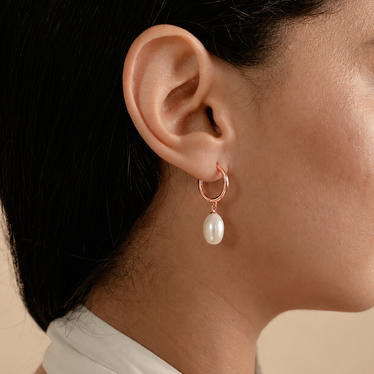 Maggie Pearl Drop Hoops