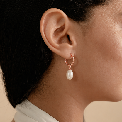 Maggie Pearl Drop Hoops