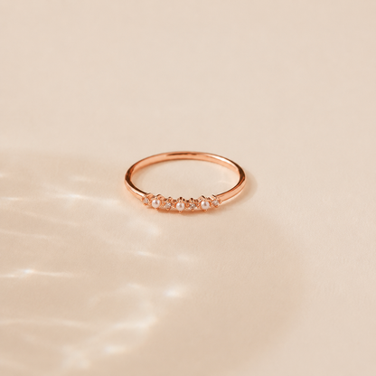 Gold Pearl Diamond Stacking Ring