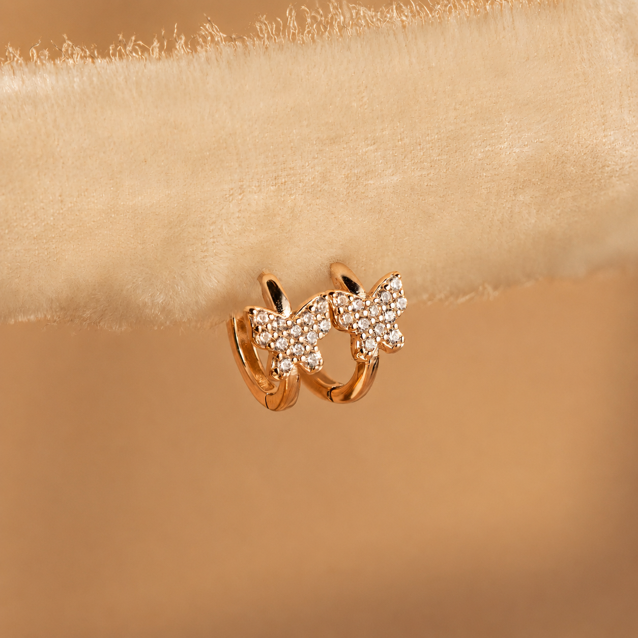 Pave Butterfly Mini Huggies