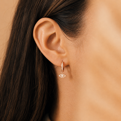 Aleah Opal Evil Eye Dangle Hoop Earrings
