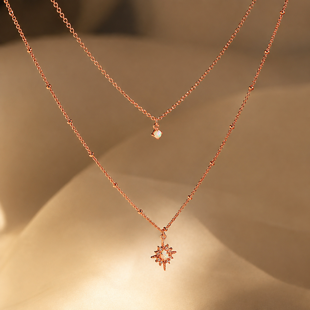 Opal Star Duo Necklace