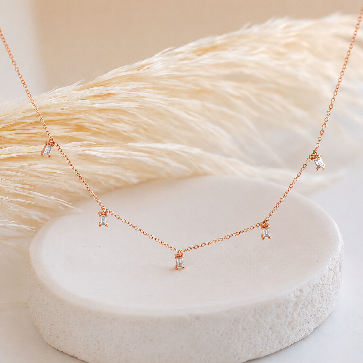 Baguette Station Necklace