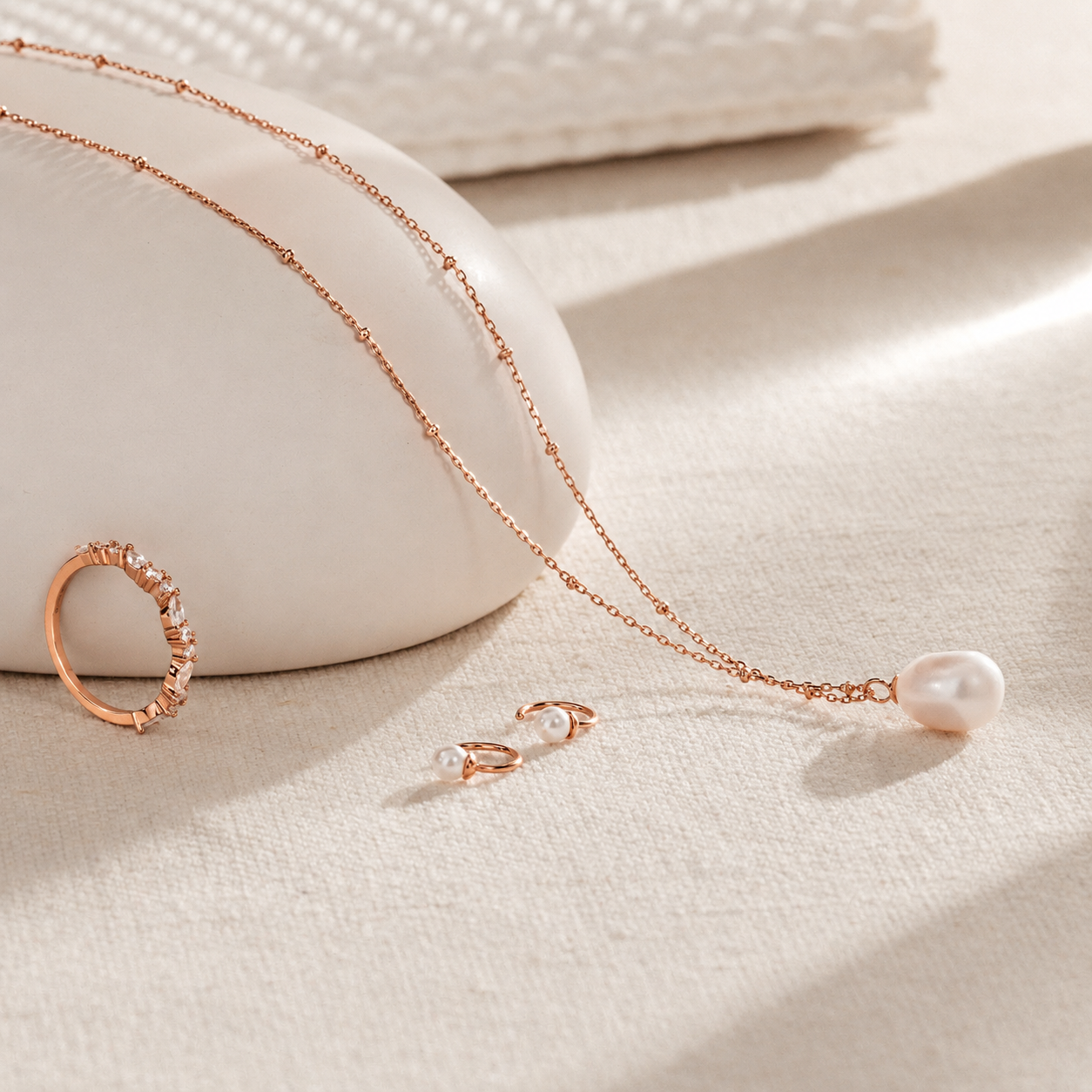 Pearl Station Pendant Necklace