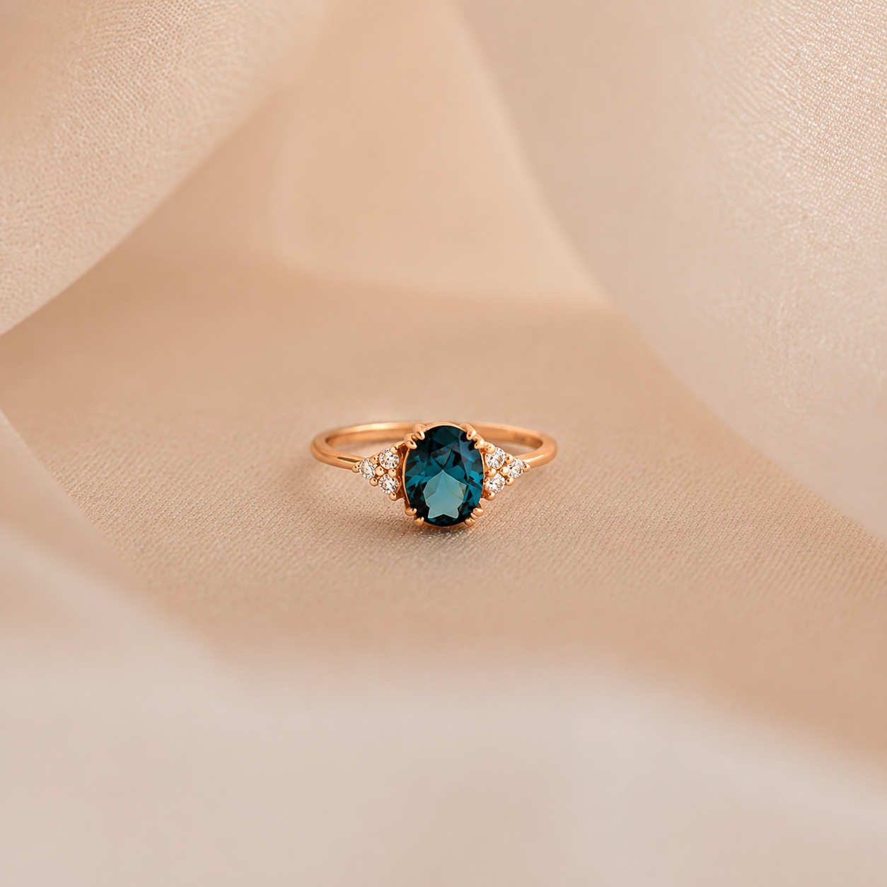 Blue Topaz Diamond Ring