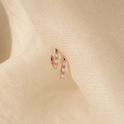 Boho Opal Huggie Hoop Earrings