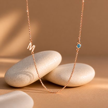 Birthstone Initial Necklace