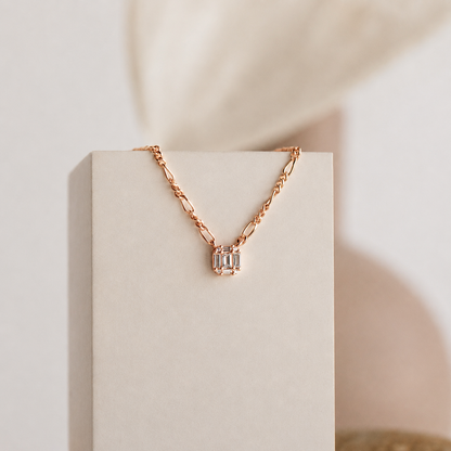 Square Diamond Figaro Necklace