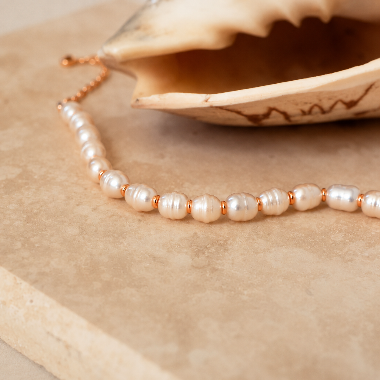 Bold Pearl Bracelet: 18K Gold Sterling Silver with 7-8mm Baroque Pearl