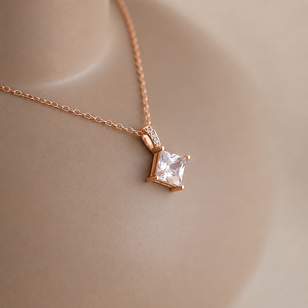 Princess Cut CZ Diamond Pendant
