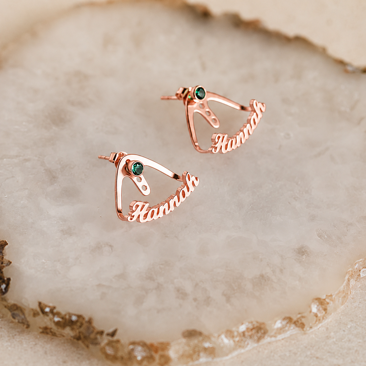 Personalized Birthstone Name Wrap-around Earrings