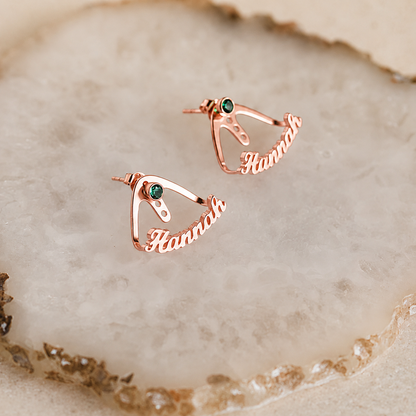 Personalized Birthstone Name Wrap-around Earrings