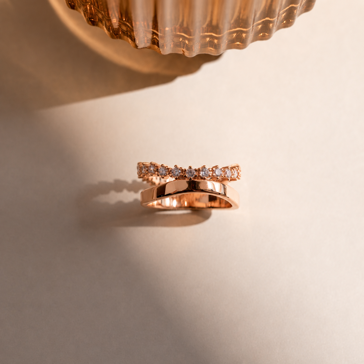 Wave Diamond Duo Ring