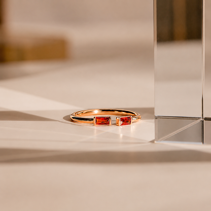 Duo Baguette Birthstone Ring