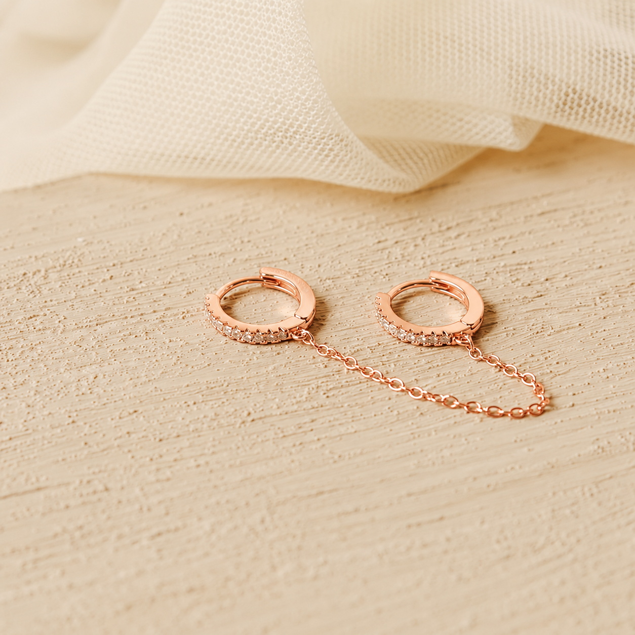 Pave Duo Chain Earrings