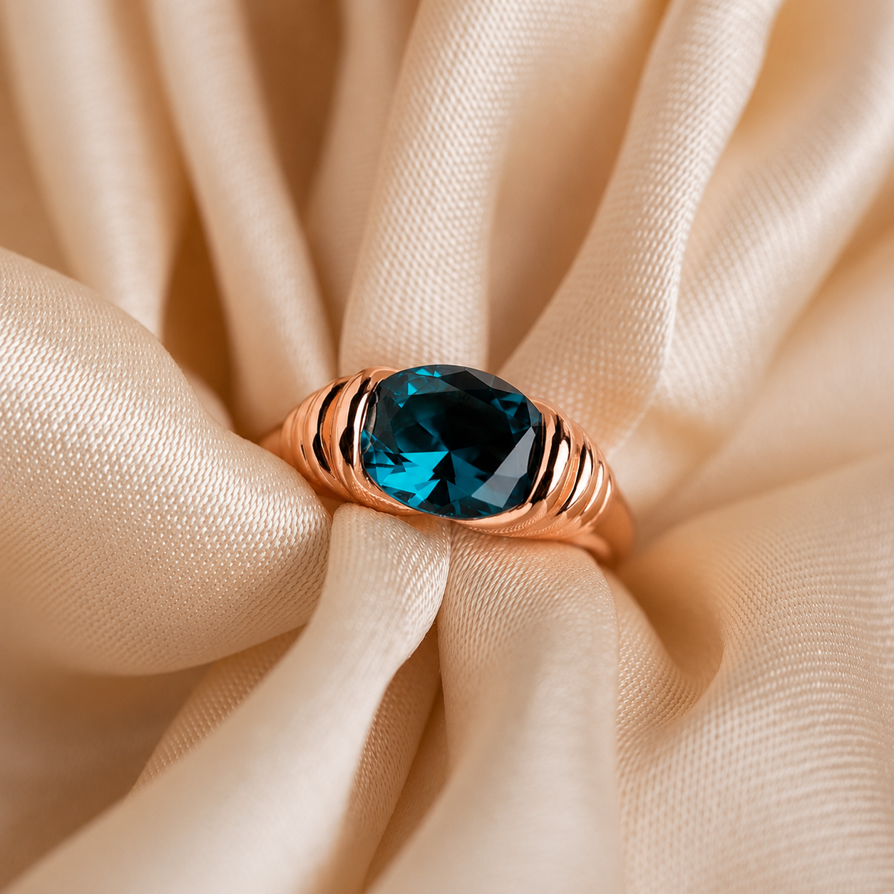 Blue Topaz Signet Ring