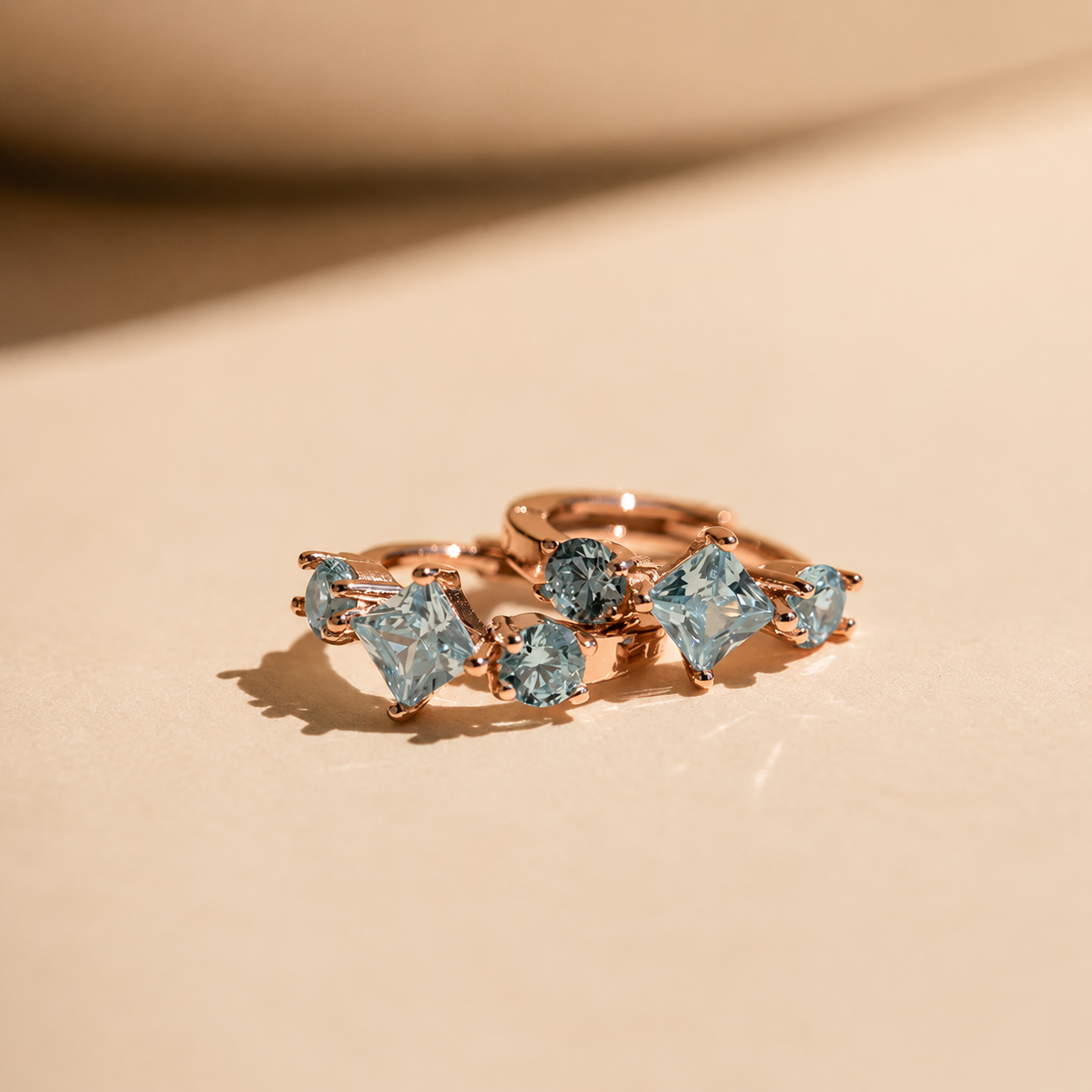 Aquamarine Huggie Hoops