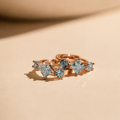 Aquamarine Huggie Hoops