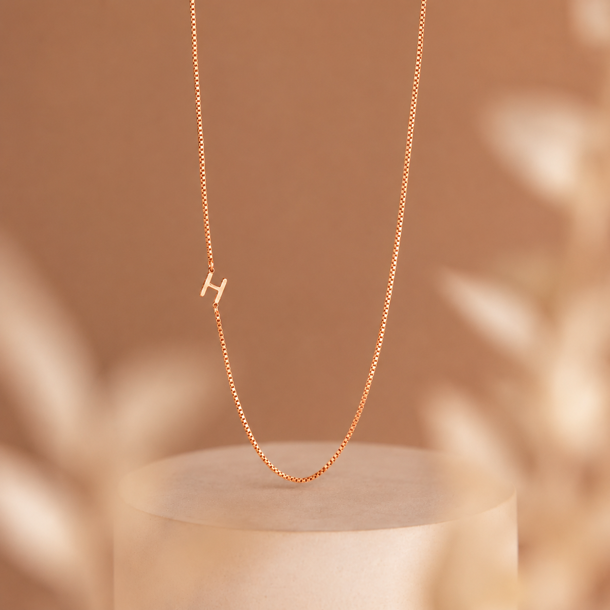 Sideways Initial Necklace In Box Chain