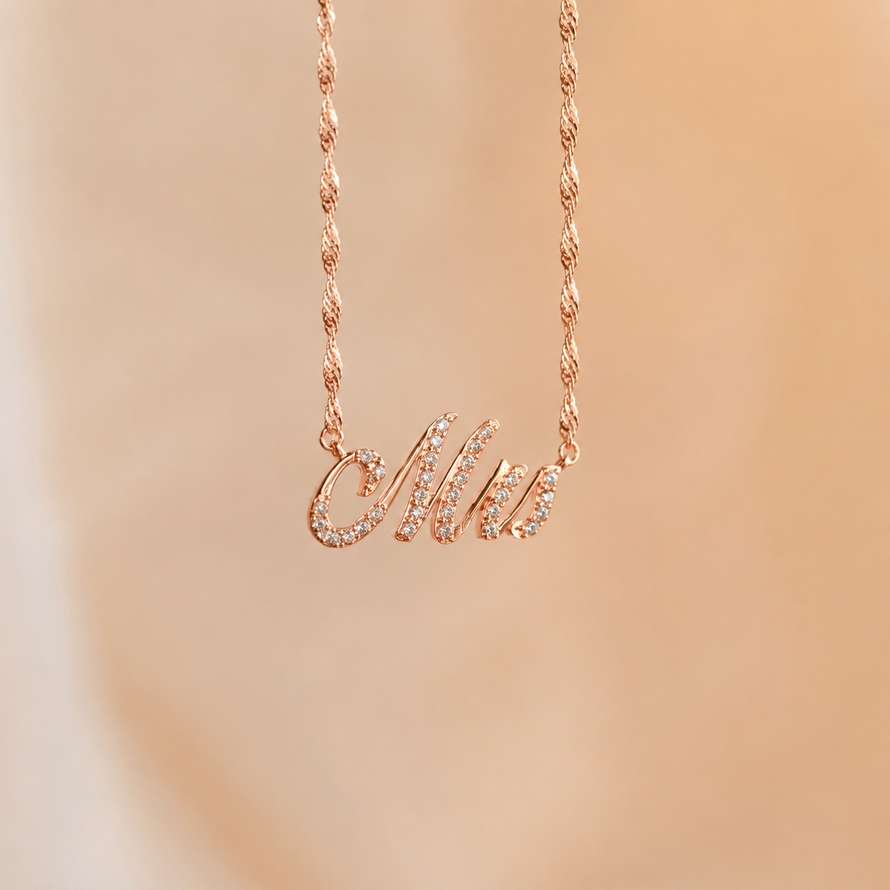 Elegant Pave Name Necklace