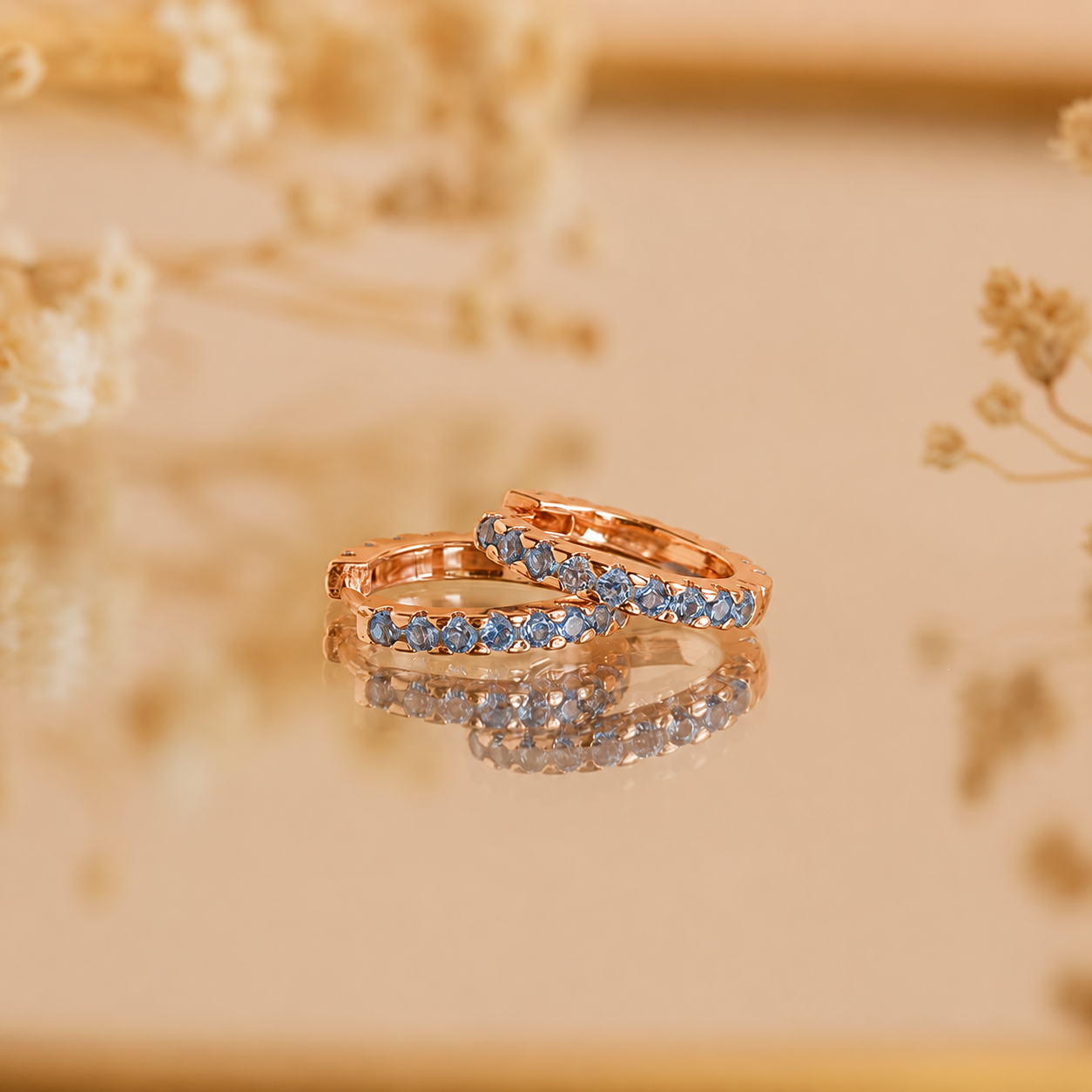 Ocean Breeze: Aquamarine Pave Huggie Earrings
