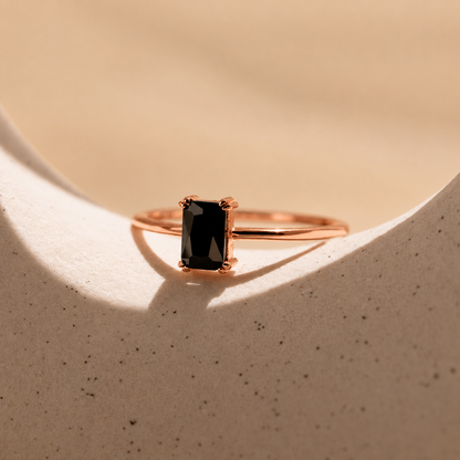 Black Onyx Emerald Ring