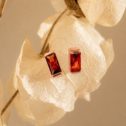 Baguette Birthstone Stud Earrings