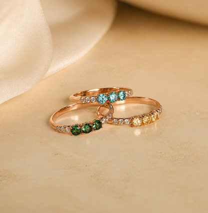 The Pave Triple Birthstone Eternity Ring