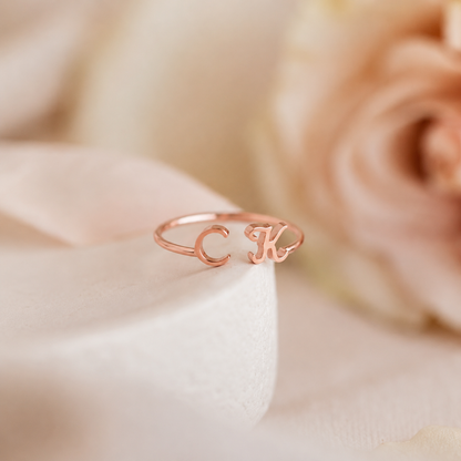Dainty Duo Initial Ring