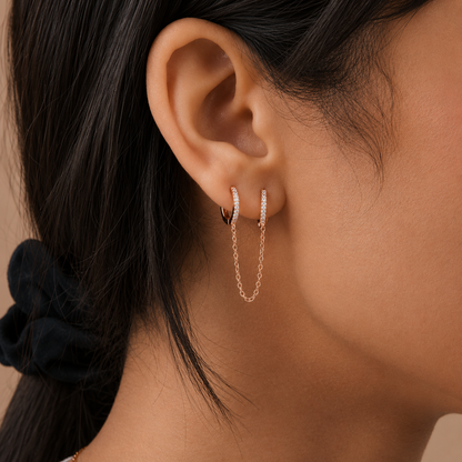 Pave Duo Chain Earrings