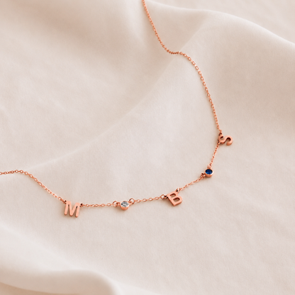 Personalized Birthstone Letter Necklace