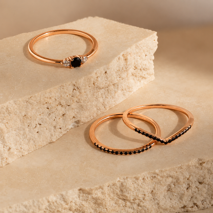 Set of 3 Black Diamond Rings Collection