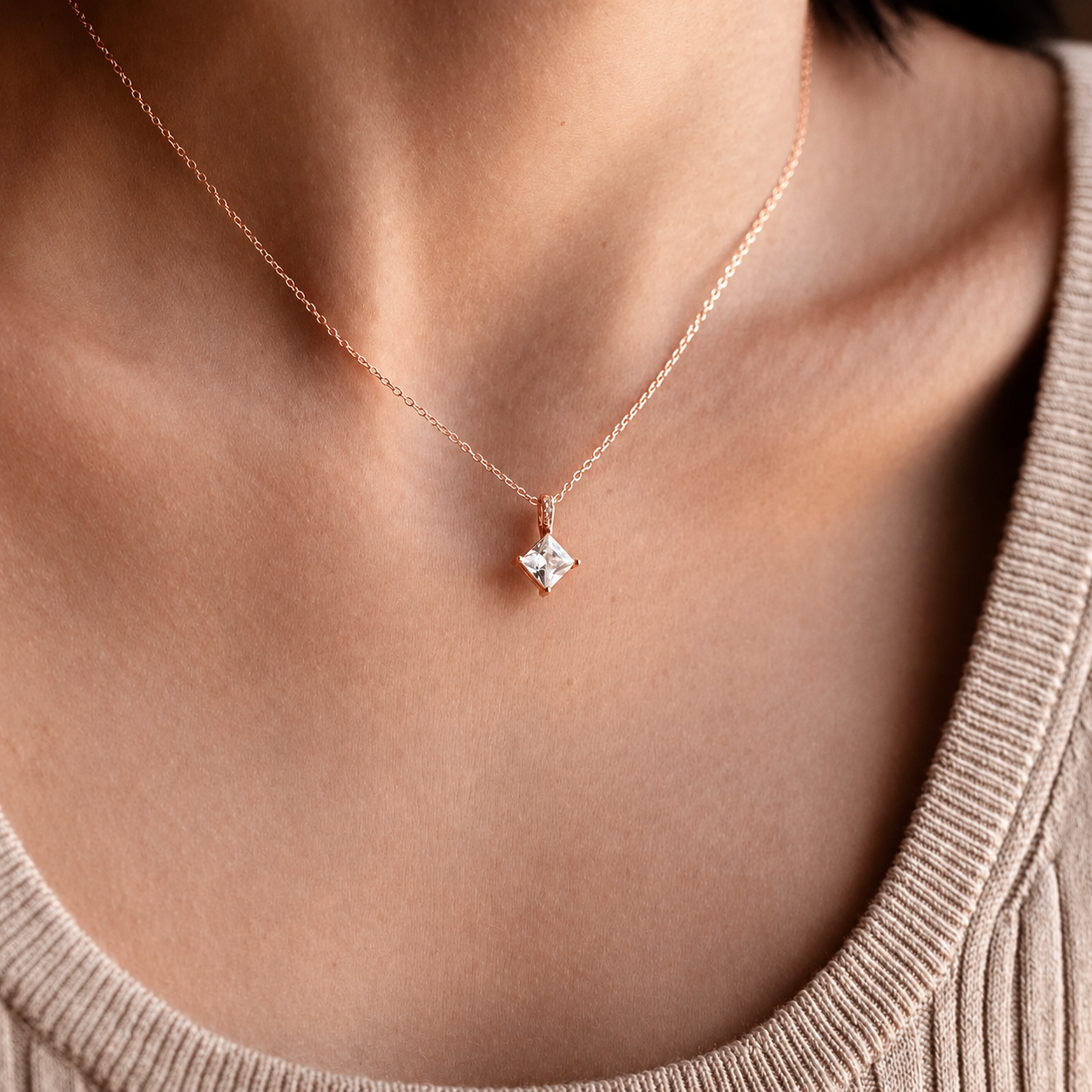 Princess Cut CZ Diamond Pendant