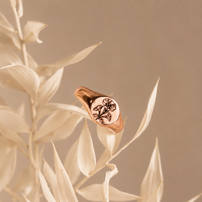 Birth Flower Signet Ring