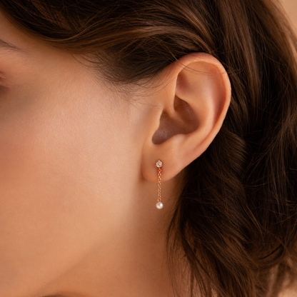 Diamond Pearl Drop Earrings
