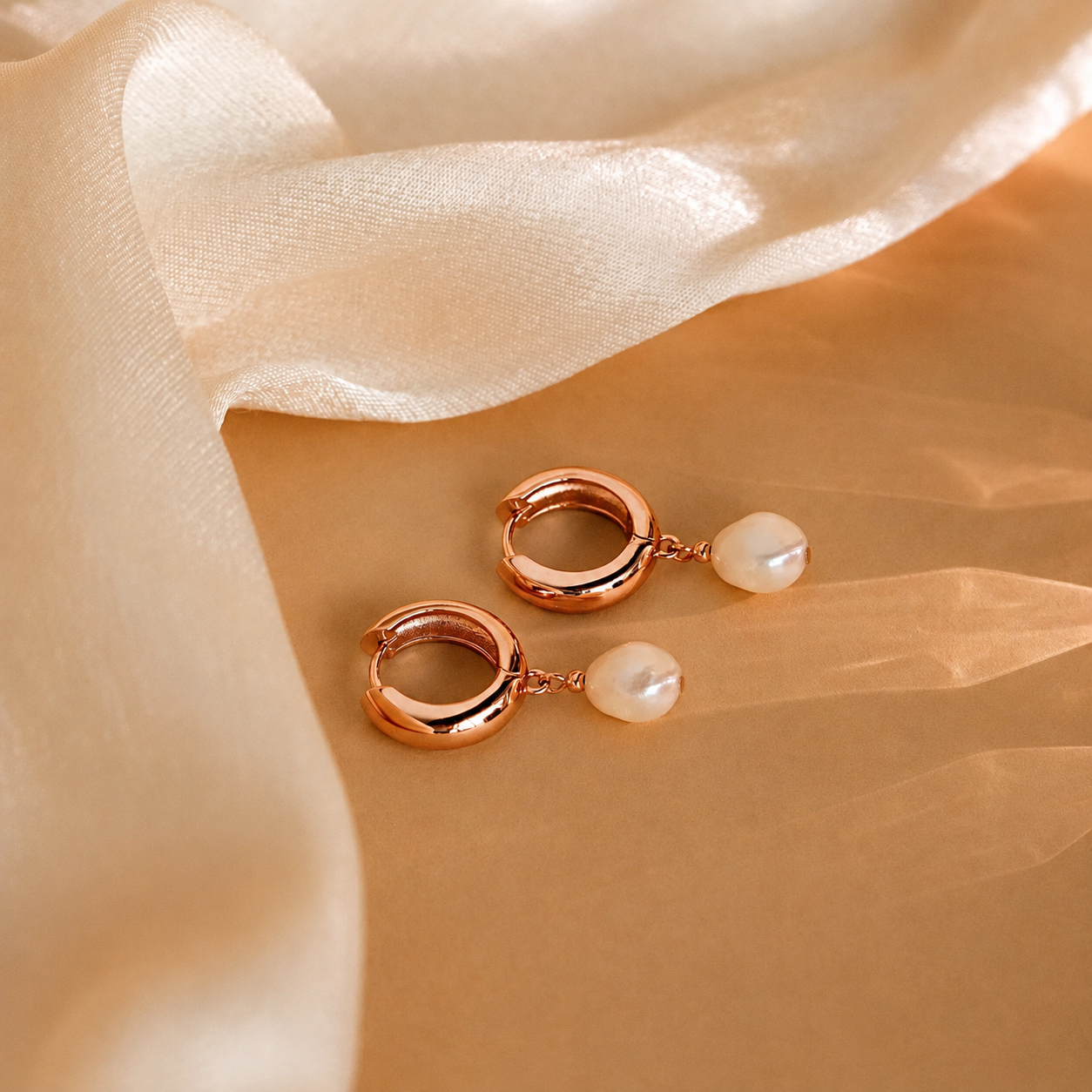 Pearl Drop Hoops