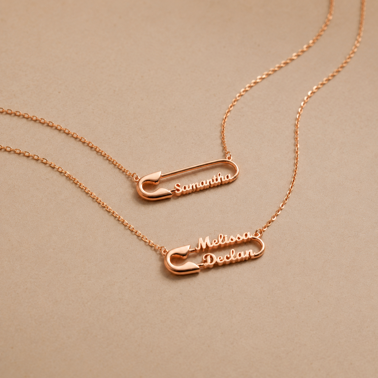Safety Pin Name Necklace