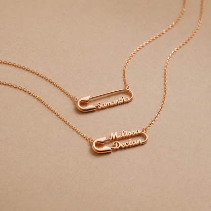 Safety Pin Name Necklace