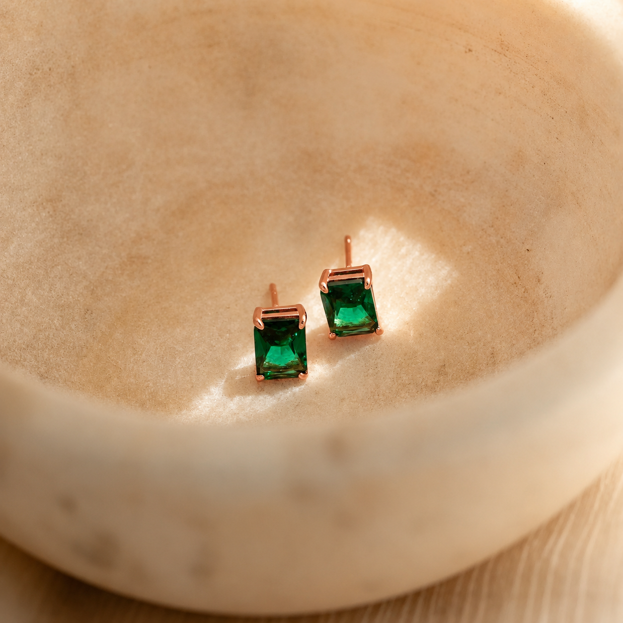 Emerald Birthstone Studs