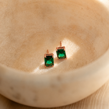 Emerald Birthstone Studs