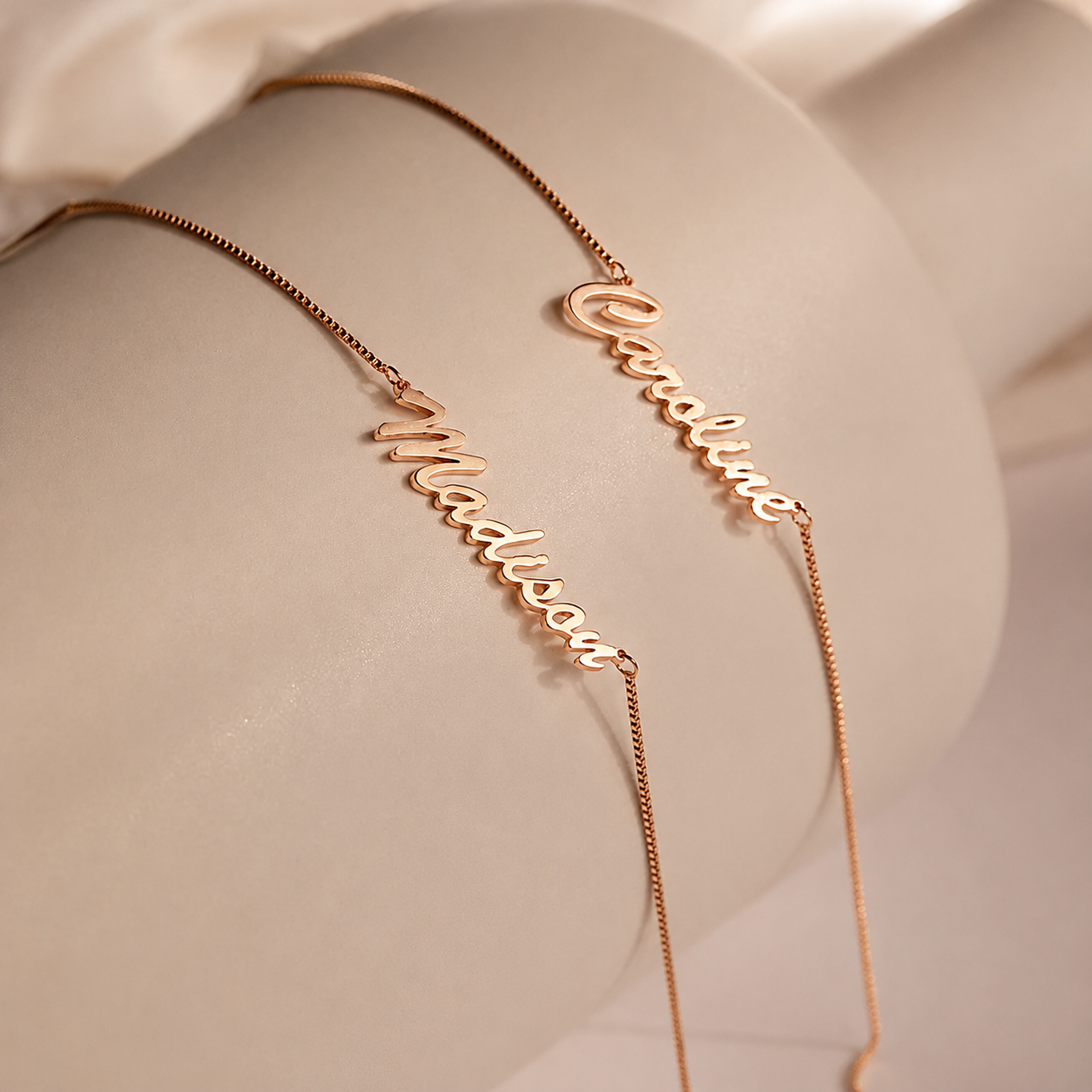 Natural Name Necklace in Box Chain