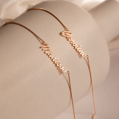 Natural Name Necklace in Box Chain