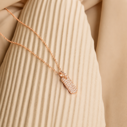 Pave Tag Charm Necklace
