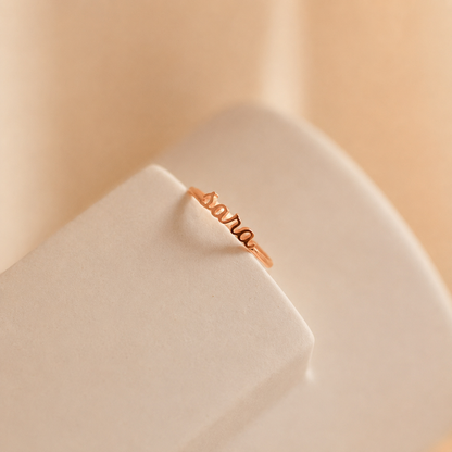 Petite Script Name Ring