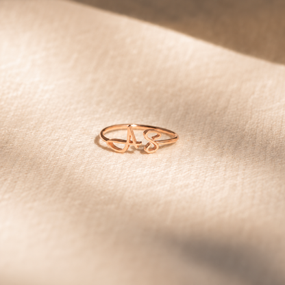 Hallie Duo Initial Ring