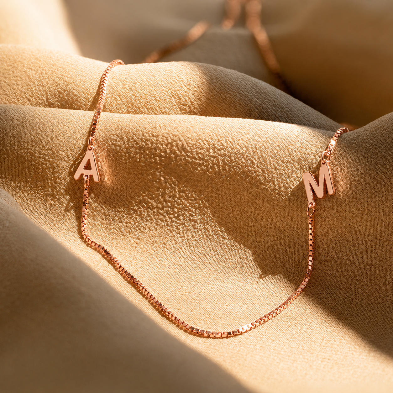 Duo Initial Necklace in Box Chain