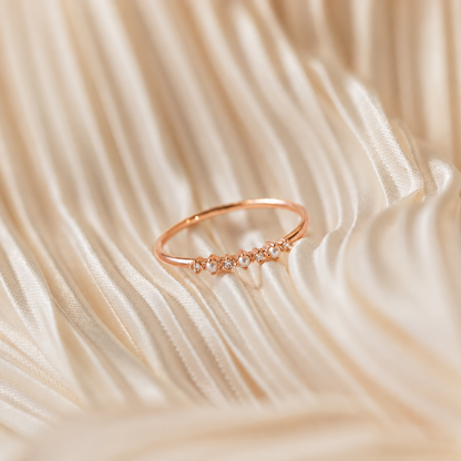 Gold Pearl Diamond Stacking Ring